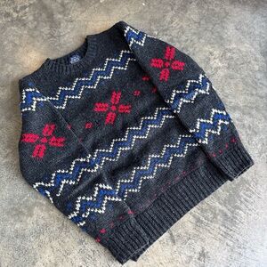 90s Woolrich Black Multicolor Wool Sweater